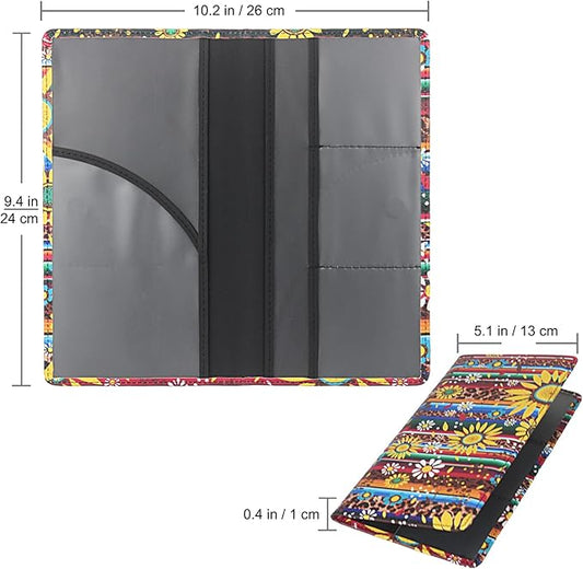 Premium Car Registration & Insurance Card Holder with Magnetic Shut, Vehicle Glove Box Car Organizer - For Documents, Cards, License (Sunflower A)