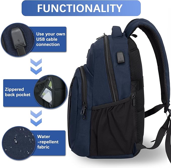 LARIPOP Travel Laptop Backpack,15.6 Inch Business Laptop backpack for Men Women with USB Charging Port,Water-Resistant Laptopack Weekender Daypack for Work College Computer