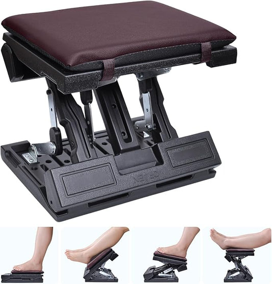 Scalebeard Foot Rest for Under Desk at Work,Height Adjustable Infinite Angle Ergonomic Foldable Footrest for Office, Gaming,Computer, Removable Pad Desk Foot Stool with Massage Beads,All-Season(Brown)