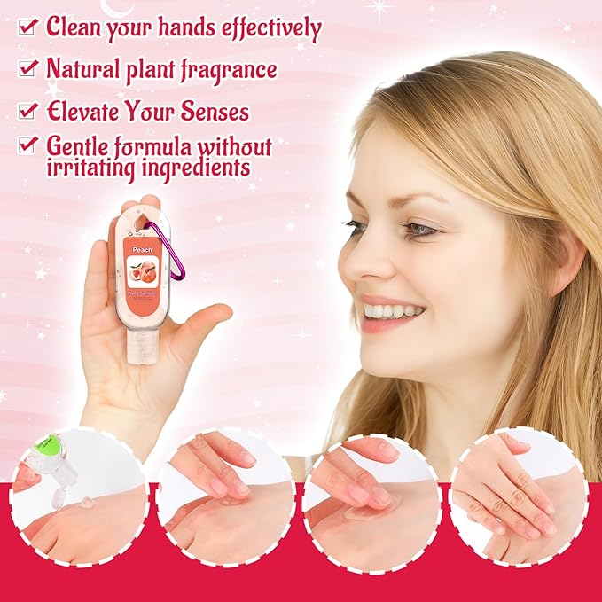 24 Pack Fruit Scented Hand Sanitizers Keychain Gift Mini Hand Sanitizer Bulk 1 oz Travel Size Sanitizer Keychain Gift Set Thanksgiving Christmas Party Favors Treat Goodie Bag Stuffer