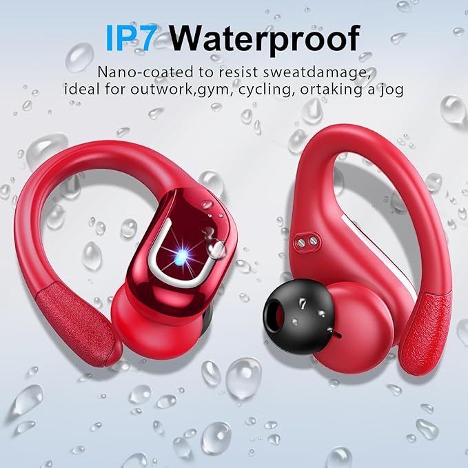 Wireless Earbuds Sport, Bluetooth 5.4 Headphones 2026 Bluetooth Earbuds with 75Hrs Stereo, 4 ENC Mic, Over-Ear Buds with Earhooks Noise Canceling Earphones , IP7 Waterproof Headset for Workout/Running