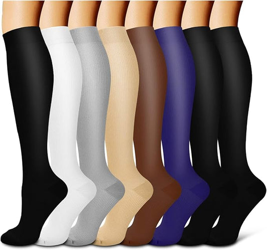 Laite Hebe Compression Socks For Women& Men circulation(8 Pairs),Socks-Best for Running,Sports,Hiking,Flight travel,Pregnancy
