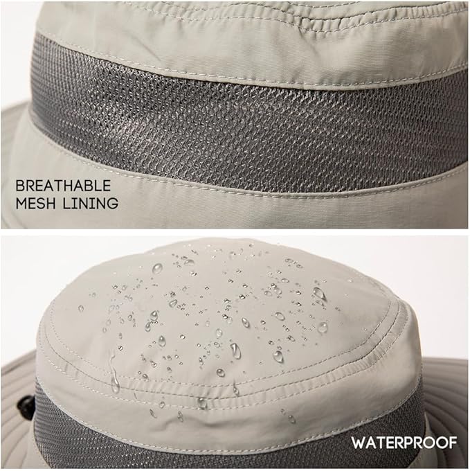 Oversized XL XXL Waterproof Sun Hat for Big Heads Mesh Bucket Hat Wide Brim Adjustable Packable Hiking Beach Fishing