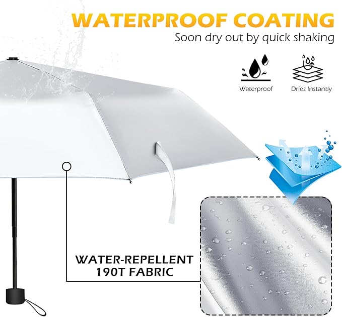 Travel Mini UV Umbrella for Purse Handbag Backpack in Small Size Sun & Rain Protection Compact Lightweight Tiny Pocket Umbrella for Kids Women Men