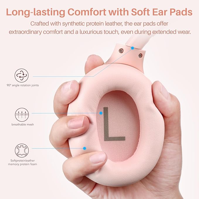 TOZO HT2 Hybrid Active Noise Cancelling Headphones, Wireless Over Ear Bluetooth Headset, 60H Playtime, Hi-Res Audio Custom EQ via App Deep Bass Comfort Fit Ear Cups, for Home Office Travel