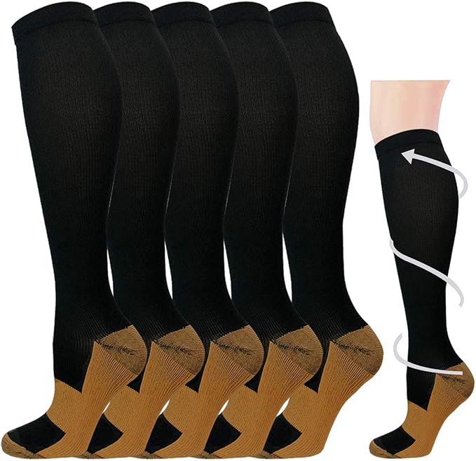 Graduated Compression Socks for Women&Men 20-30mmhg Knee High Socks Travel Hiking Running Stocking
