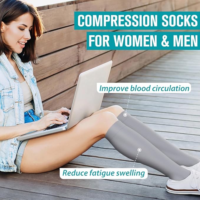 BLUEENJOY Copper Compression Socks for Women & Men (6 pairs) - Best Support for Nurses, Running, Hiking, Recovery