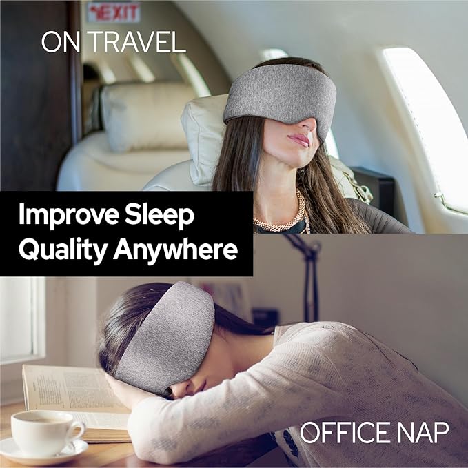 Cotton Sleep Eye Mask for Men Women, 100% Blocking Light Sleeping Mask for Side Sleeper, Soft Zero Pressure Cooling Blackout Eye Masks for Sleep, Eye Covers for Sleeping fits All Heads Adjustable