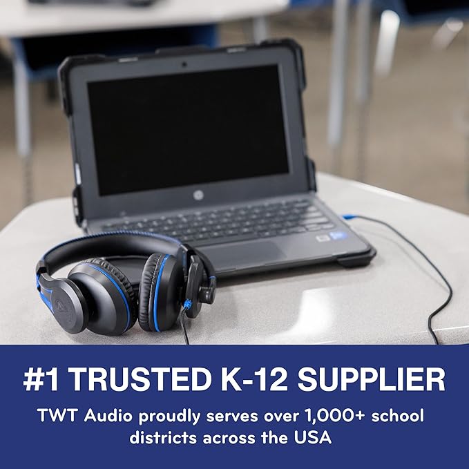 ThinkWrite Technologies / TWT Audio Duro, TW210 (2nd Gen) | Premium Over-Ear Wired Black Headset with Noise Reducing Microphone (3.5mm Jack)