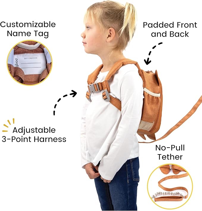 Lulyboo Toddler Harness Backpack with Detachable Leash, 5 Pockets & Insulated Lunch Bag - Safe & Stylish Kids Backpack for 1-7 Years, Animal Themed, Lightweight, Durable Travel & Outdoor Safety Gear