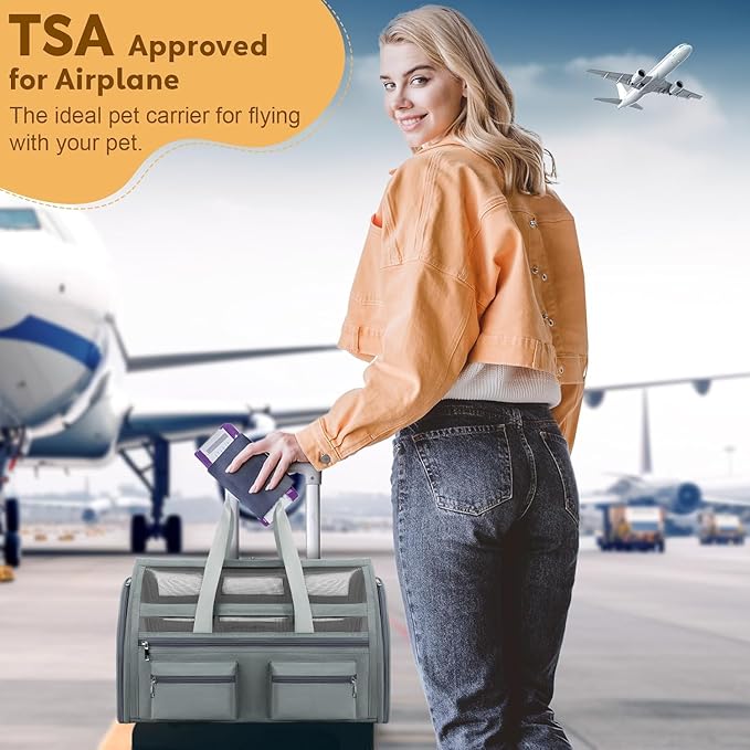 Cat Carrier, Small Dog Carrier for Small Medium Pets Up to 15 Lbs，Pet Carrier Airline Approved,Soft-Sided Puppy Travel Bag with Safety Zippers,Chihuahua Carry Case, Kitty Cloth Cage