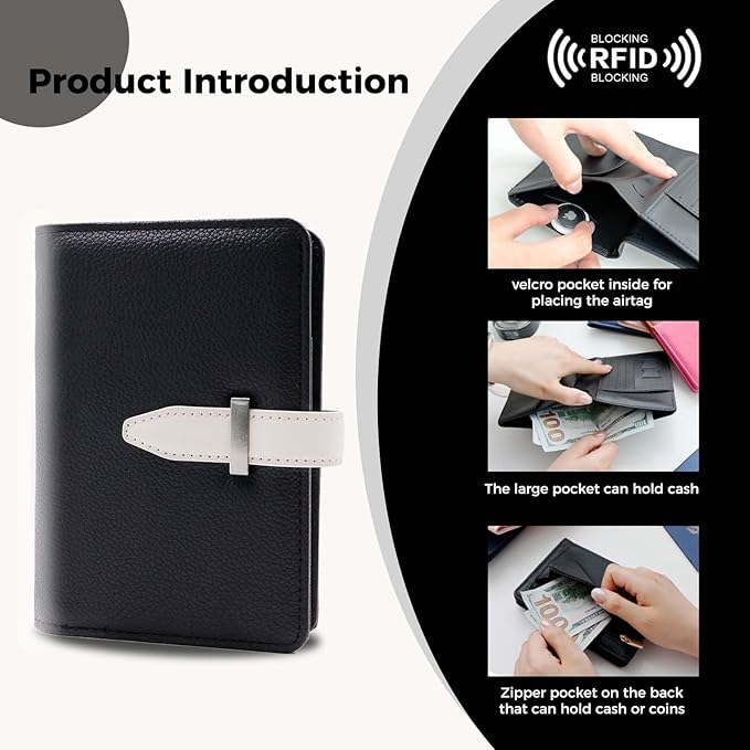 Passport Holder with Airtag for Women/Men,Airtag Passport Wallet for Travel,Cute Passport Holder Rfid Blocking,Travel Wallet for Cards Passport Cover Case