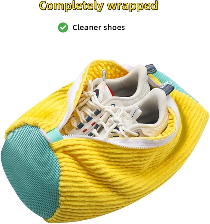 Shoe Wash Bags for Washing Machine (2 Pack), Reusable Laundry Bags for Sneakers, Footwear, Bike Shoes, 360° Deep Clean Shoe Washing Bag (Orange)