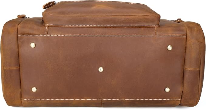 Polare 23" Full Grain Cowhide Leather Gym Duffle Weekender Overnight Travel Duffel Bag For Men