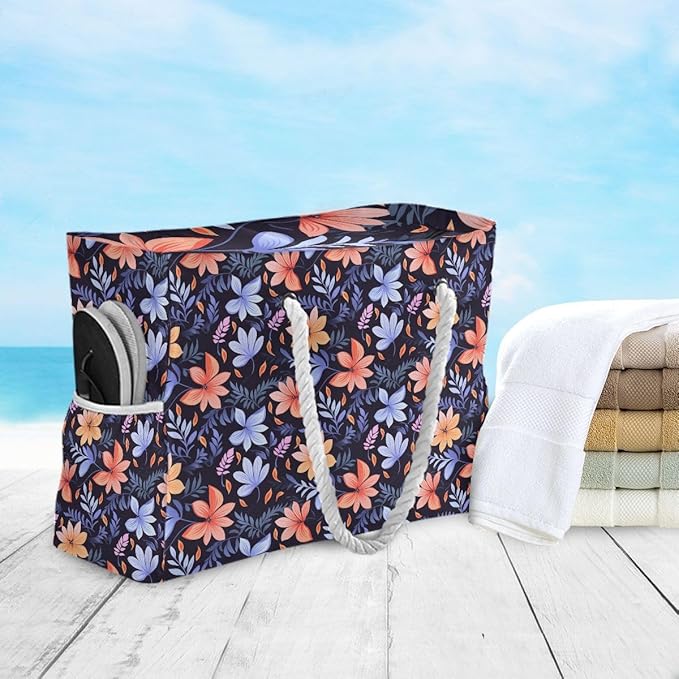 senya Large Beach Shoulder Bags Canvas Tote Water Resistant for Gym Travel Daily