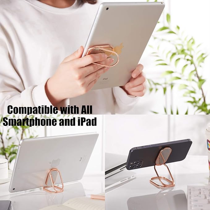 Phone Ring Holder Finger Kickstand Foldable Cellphone Back Stand 360° Rotation Metal Grip Holder for Magnetic Car Mount Compatible with iPhone Samsung Smartphone iPad