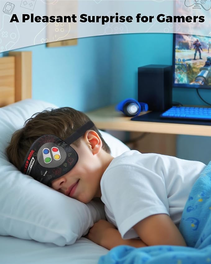 BeeVines 100% Real Mulberry Silk Sleep Mask 2 Pack, Original Design Game Themed Pure Silk Blackout Eye Cover for Adults & Teens, Adjustable Strap, Skin-Friendly Eye Mask, Reduce Puffy Eyes, for Travel