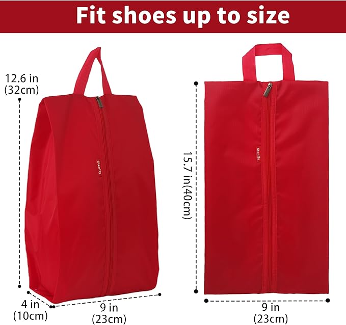 6pcs Portable Shoe Organizer, Travel Pouches with Zipper, Golf Shoe Bags, Clothes Bags, Soccer Cleats Bag Shoe Pouch for Gym, Waterproof, Odor-Resistant (Red)