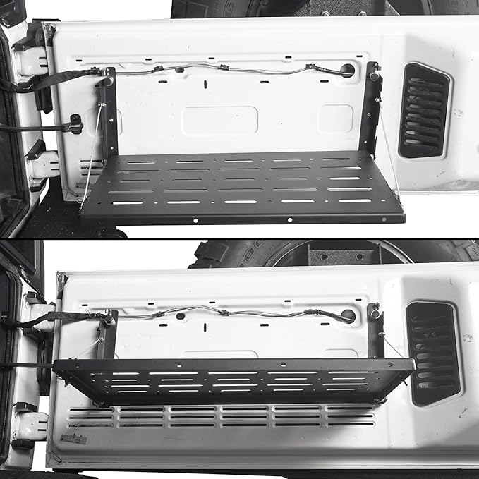 Hooke Road JK Wrangler Tailgate Table Metal Storage Rack Foldable Cargo Shelf for 2007-2018 Jeep Wrangler JK & Unlimited