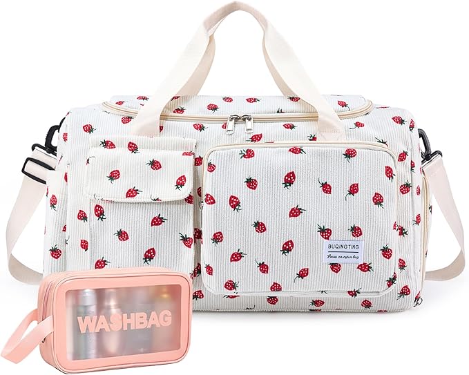 Small Gym Bag for Women, Travel Duffle Bag Carry On Weekender Bag with Shoe Compartment