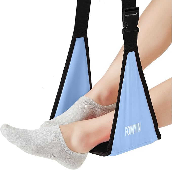 Airplane Footrest with No Feet Clashing Support Design, Portable Travel Foot Hammock, Memory Foam Plane Foot Rest to Relieve Feet Soreness - Long Flights Essentials