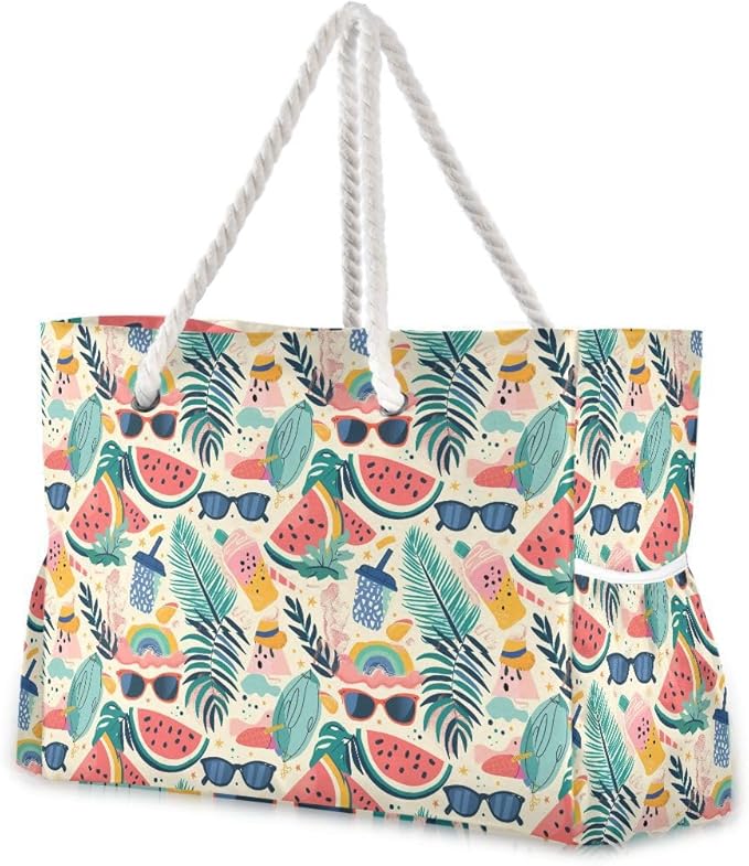 senya Large Beach Shoulder Bags Canvas Tote Water Resistant for Gym Travel Daily