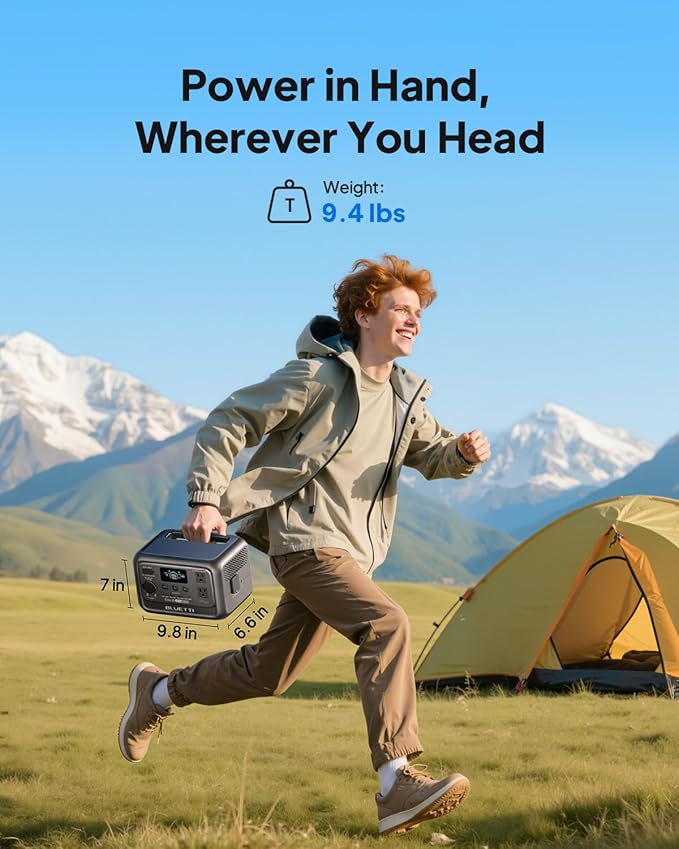 BLUETTI Elite 30 V2 Portable Power Station, 288Wh Solar Generator, 600W AC Outlets (Power Lifting 1500W), 0-100% in 70 Min, LFP Battery Backup for Camping, Trip, Outage (Include Solar Charging Cable)