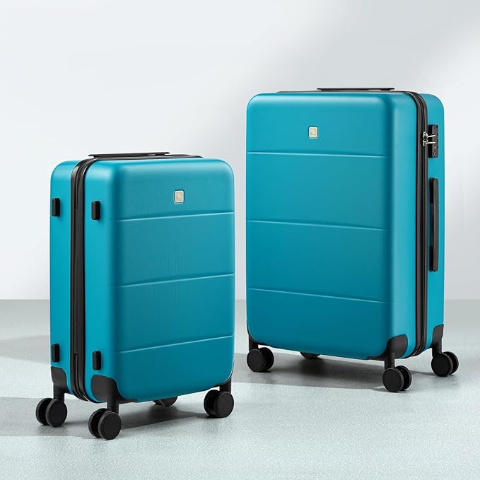 Hanke 24 Inch Checked Luggage with Spinner Wheels Hard Shell Suitcases Lightweight Travel TSA Luggage for Women Men Medium Suitcase(Caribbean Blue)
