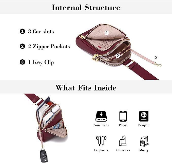 INICAT RFID Blocking Sling Bag Anti Theft Crossbody Bags Women Valentine's Day Gifts Travel Purses Vegan Leather