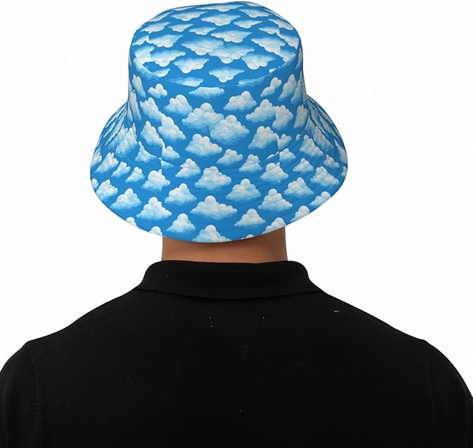 Colorful Fire Balloon, White Cloud Fisherman Hat Summer Foldable UV Protection Sun Hat