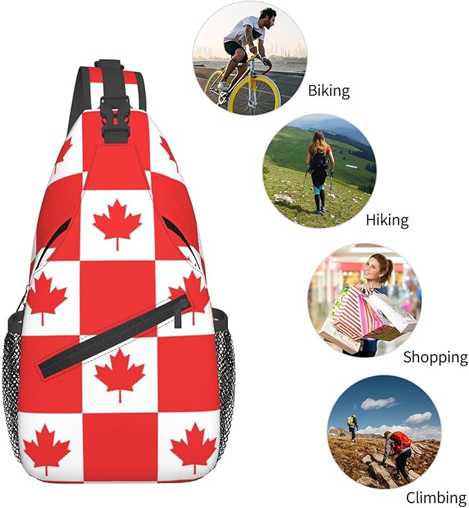 GJXFLSY Canada Flag Pattern Sling Backpack Crossbody Bag Casual Chest Bags Travel Hiking Daypack Shoulder Bag for Women Men