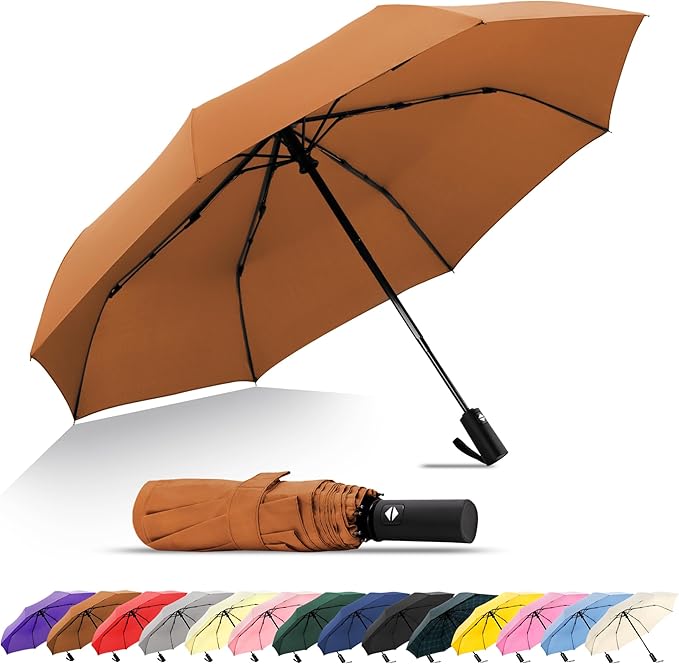 SoulRain Travel Umbrella - Compact Umbrella for Rain - Perfect Large Auto Folding Umbrella - Ideal Car umbrella, Small umbrella, and Travel Companion