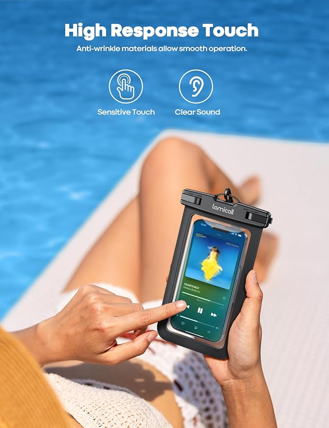 Lamicall 2Packs Waterproof Beach Bags, Vacation Essentials for Wemen Men, Cruise Essentials 2025, Travel Beach Sandproof Ship Accessories, Cute Pink Accessories, Pink&Black