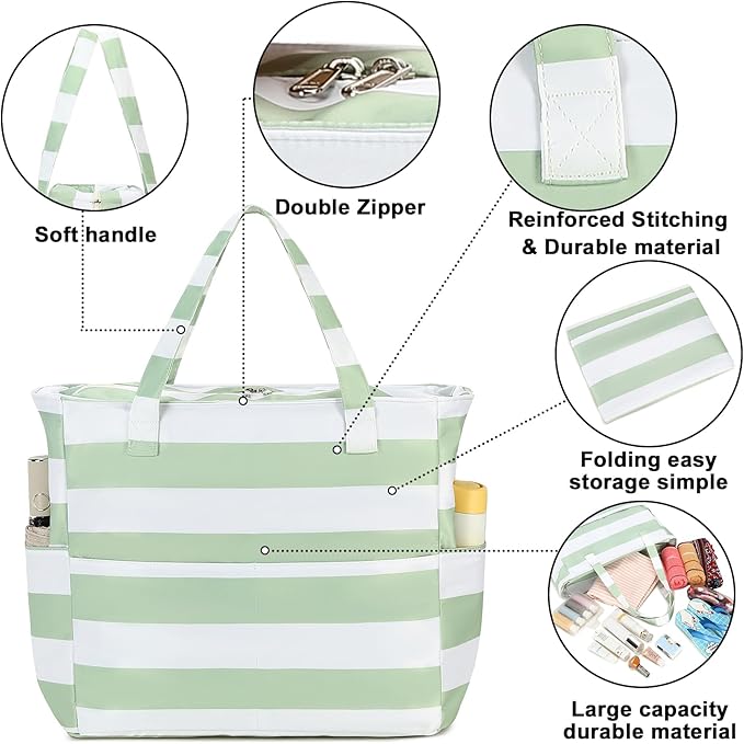 Bluboon Waterproof Beach Tote Pool Bags for Women Ladies Extra Large Carry On Bag With Wet Compartment for Weekender Travel