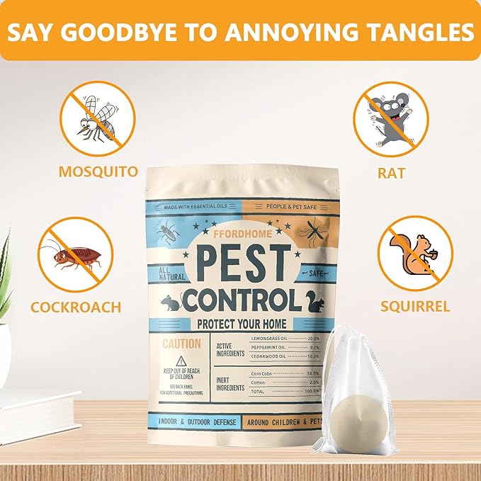 Pest Repellent ， Moth Balls for Outdoor use， Keep Pest Away Repel Mice and Rats, Roach, Ant, Spider, Mosquito & Moth（8BALLS）