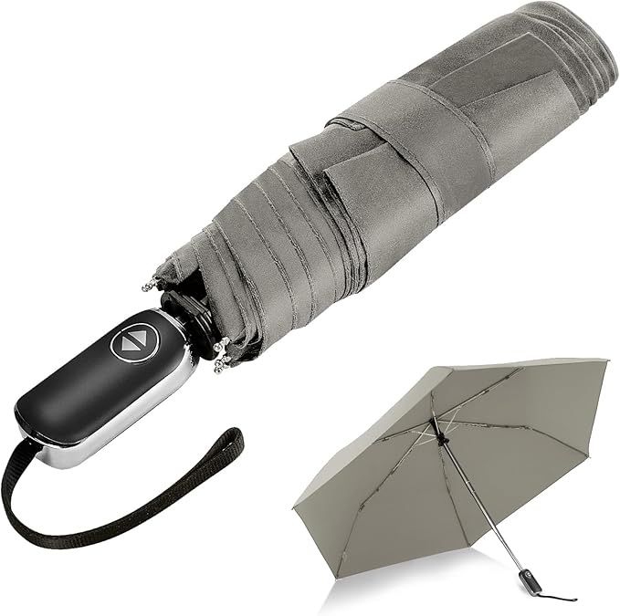 LEAGERA Compact Travel Umbrella for Purse - Flat Handle, Waterproof for Light Rain