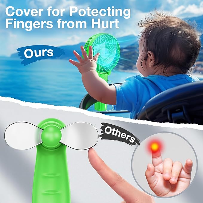 VersionTECH. Portable Handheld Fan, Powerful+Durable+4000mAh+180° Foldable, Mini Table Fans with USB Rechargeable Battery Operated Cooling Accessories for Personal Use, Travel, Office Green