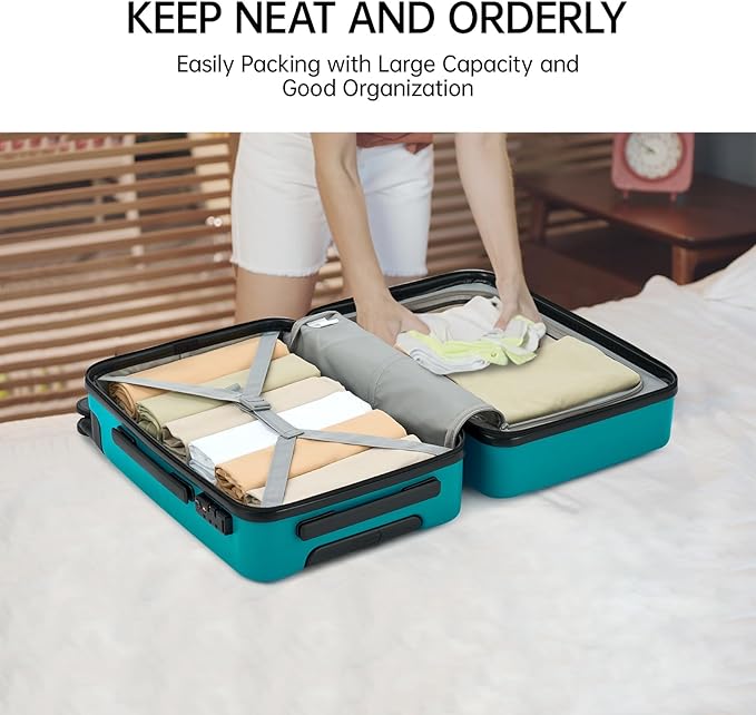 MILADA Carry On Luggage 22x14x9 Airline Approved With Wheels 20 inch Carry On Bag Hard Case Luggage TSA Approved Carry On Suitcase Rolling Luggage For Women Men,Caribbean Blue