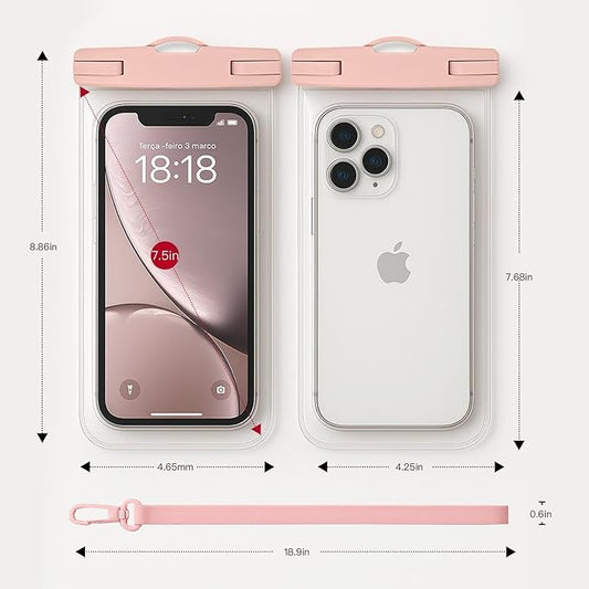 1/2 Pack Waterproof Phone Pouch Compatible with iPhone 17 16 15 Pro Max & Galaxy S24+/S23 7in Waterproof Phone Case with Lanyard,IPX8 Beach Travel Must Haves, Beach Essentials,Power Pink,1 Pack