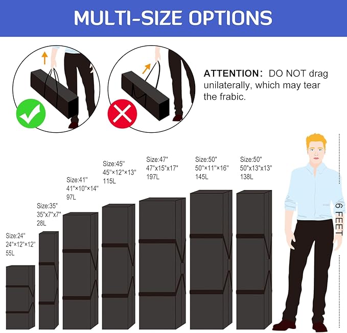 INFANZIA 35inch Sports Duffel Travel Bag, 28L Extra Large Duffel Luggage Bag with Upgrade Zipper, Water Resistant & Foldable Equipment Storage Bag for Fishing Tripod Tent Umbrella