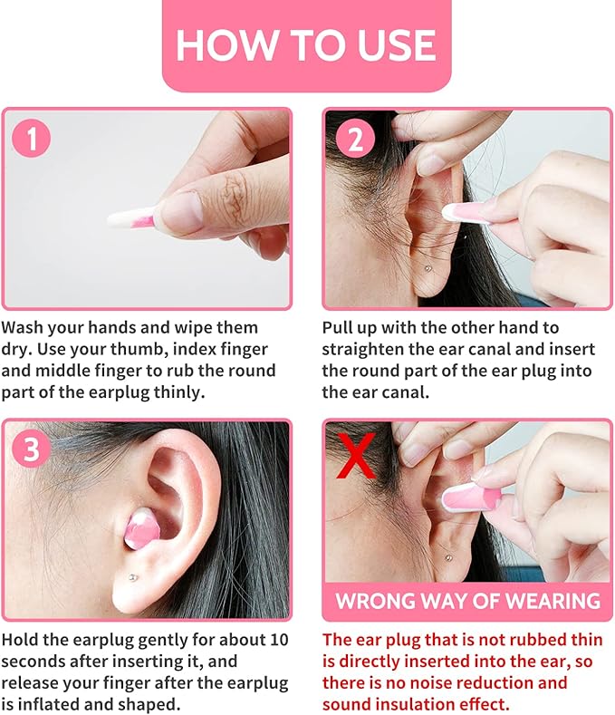 LYSIAN Ultra Soft Foam Sleep Earplugs, 38dB SNR Noise Reduction Ear Plugs for Sleeping, Mowing, Shooting-60 Pairs,Double Color Pink/White