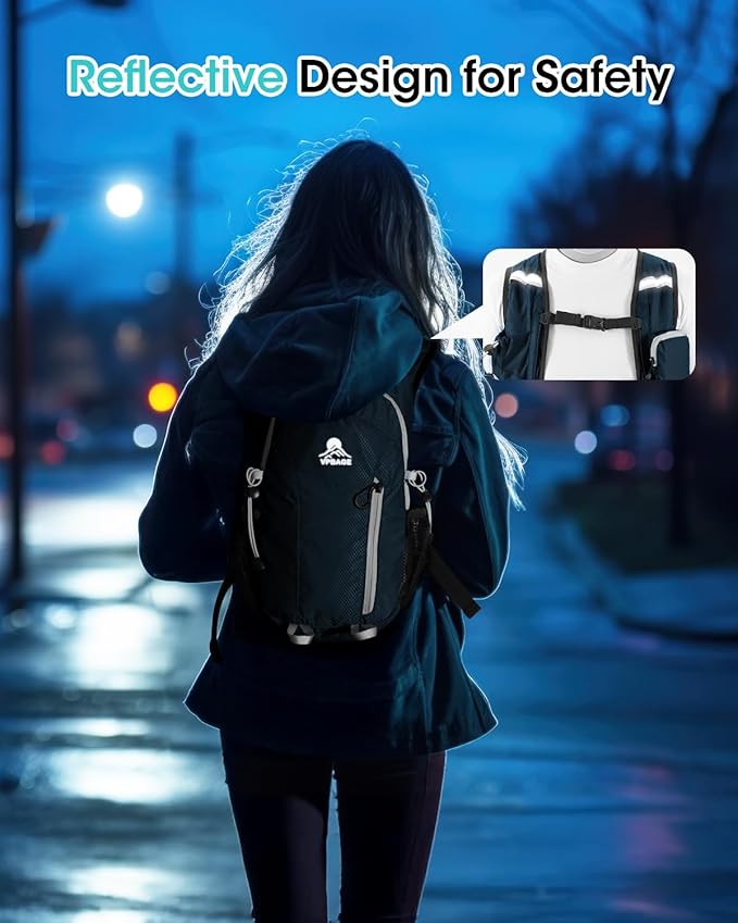 Small Hiking Backpack with Front Phone Holder, Packable Back pack with Chest and Waist Strap, Lightweight Daypack for Women Men