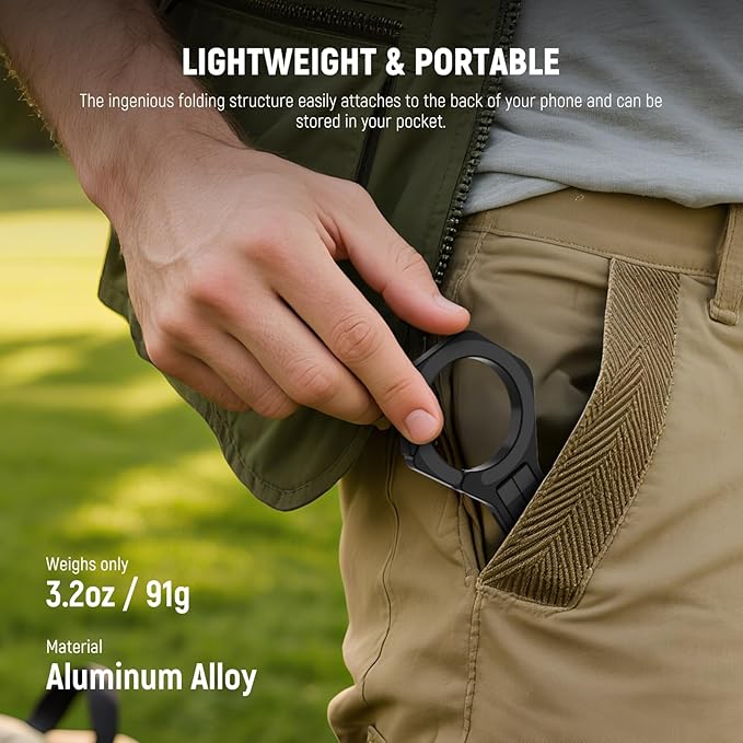 NEEWER Magnetic Phone Holder Stand, Metal Lightweight Portable Cell Phone Desk Tripod Mount Selfie Stick Grip Carabiner Style Quick Release, Compatible with MagSafe iPhone for Video Recording, DS027