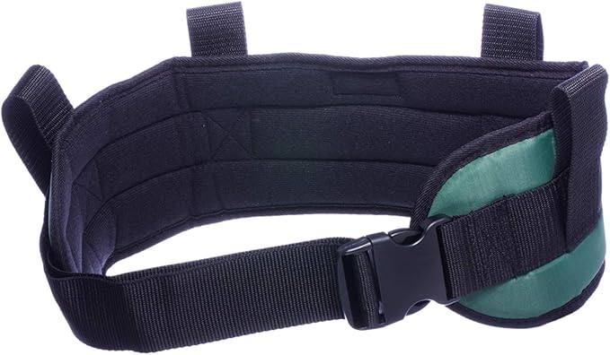 COW&COW Padded Gait Belt with 4 Handles and Quick Release Buckle 5.5 inchs(Green, M/28inches-48inches)