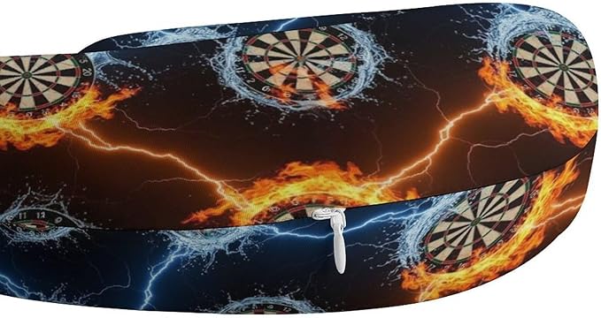 Lightweight Travel Neck Pillow Ice Water Fire Flame Darts Board Memory Foam U Shaped Cushion, Washable Removable Cover for Airplane Car Outdoor Rest