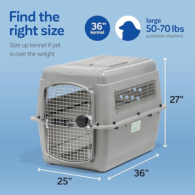 Petmate Sky Kennel - For Air and Travel, Airline Compliant Dog Crate for Pets 50-70 lbs, Heavy Duty Dog Kennel, Made in the USA- 36 Inches