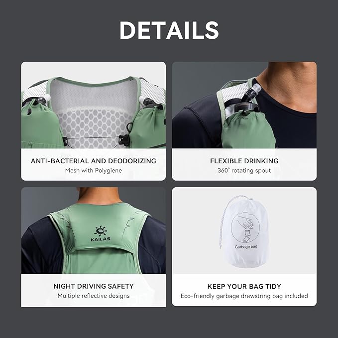 KAILAS FUGA AIR 8 Ⅳ Running Hydration Vest Hydration Pack Lightweight with Two TPU Water Bladders for Women Men Trail Cycling Hiking