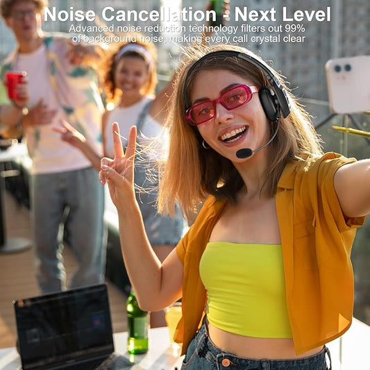 Bluetooth Headset, Trucker Bluetooth Headset with AI Noise Cancellation Microphone & Mute Button, Trucker Headphones with 65 Hrs Working Time, 5.2 Multitasking for Truck Drivers/Phone