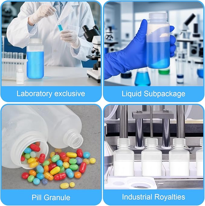 4oz/125ml Plastic Sample Bottles with caps, Wide Mouth Reagent Bottle with Lids Leak Proof Containers Water Sample Bottles for Laboratories, Travel(10Pcs)