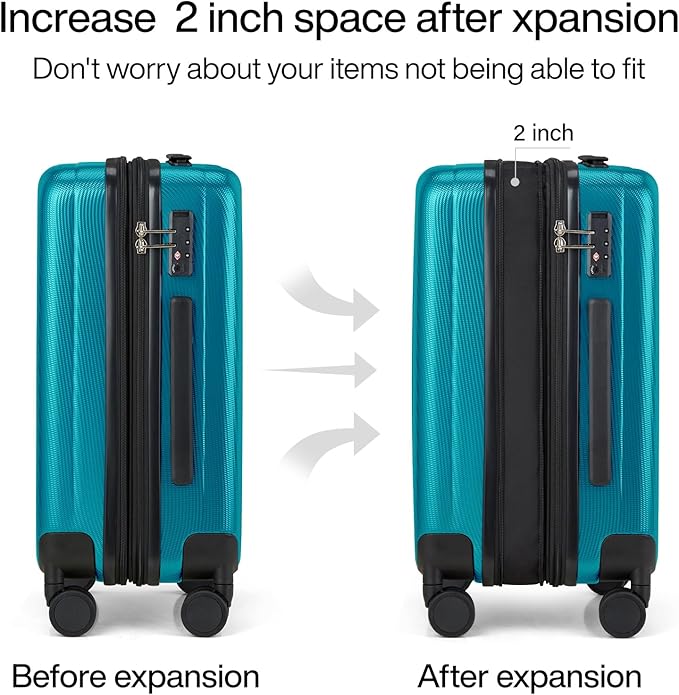 Hanke 29 Inch Expandable Checked Luggage Lightweight PC Hard Shell Luggage Suitcases with Wheels Tsa Luggage Rolling Large Suitcase Travel Luggage Bag for Study Abroad(Caribbean Blue)